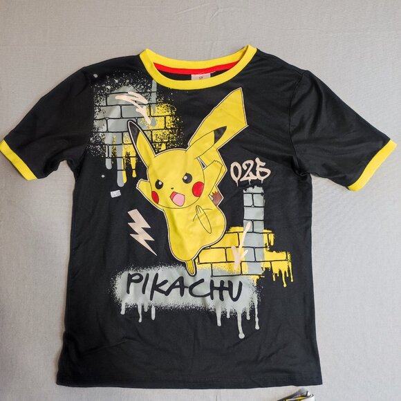 Pokemon Pikachu sleepwear pyjama boys size L black & grey with graphic - Picture 2 of 13